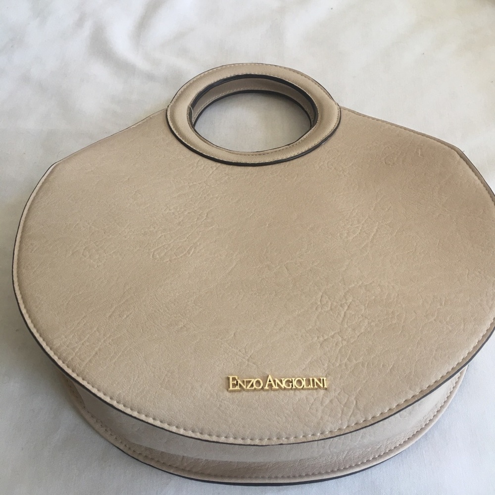 Enzo Angiolini Taupe/Blush Round Handbag.